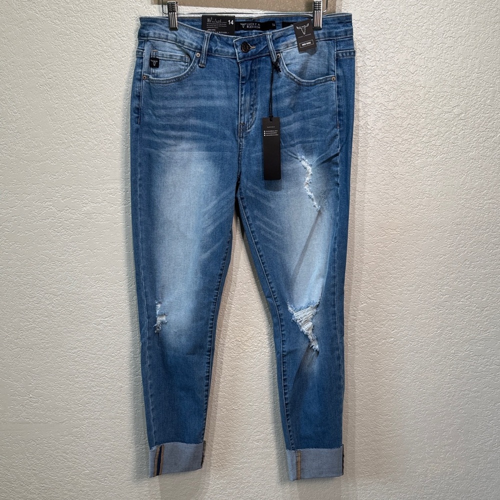Lucky &‎ Blessed Size 14 Mid Rise Skinny Ankle Cuffed Stretch Denim Jeans NWT